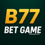 Golden B77 bet Game title with white Bet Game text on a clean dark-green background, designed in a modern gaming logo style.