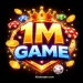 1M Game bold gold logo with crown and glowing casino icons on dark black background.