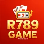 R789 Game logo featuring golden text with playing cards and a slot machine icon on a red background.