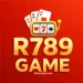 R789 Game logo featuring golden text with playing cards and a slot machine icon on a red background.