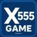 Sleek X555 Game logo with bright white lettering on a modern dark-blue background and smooth rounded edges.