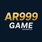 AR999 Game logo with gold text on dark background, modern and sleek design.