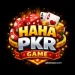 HAHA PKR Game logo with casino theme, featuring dice, poker cards, chips, and gold coins on a dark background.