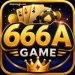 666A Game golden logo with casino cards, chips, crown, and luxury dark blue background for Android gaming app.