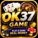 OK37 Game app icon showing casino style design with cards, chips, and real money theme.