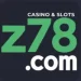 Z78 Game colorful logo with gold text, crown, dice, poker chips, and casino-style design on dark background.